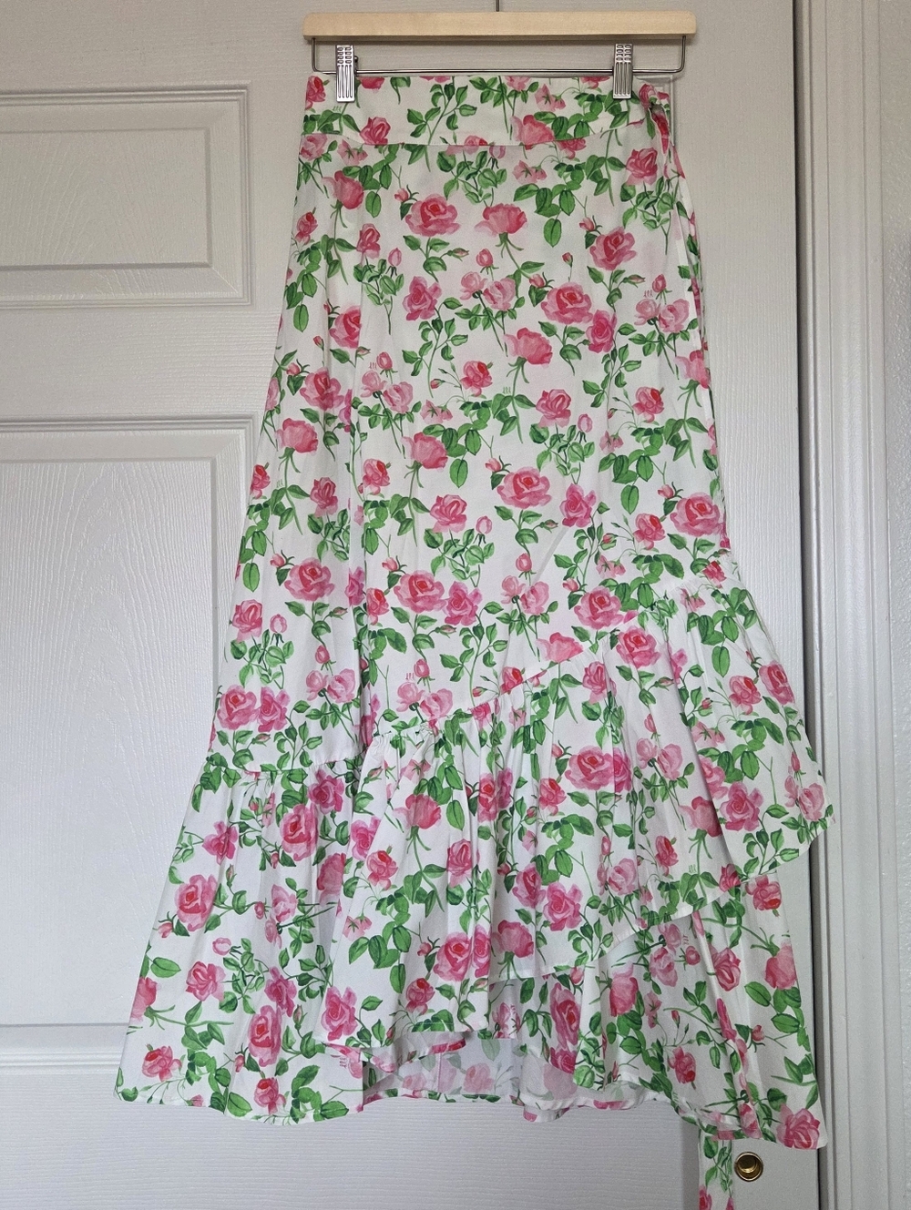 Hill House Mirabel Wrap Maxi A-Line Skirt in Pink Roses NWT